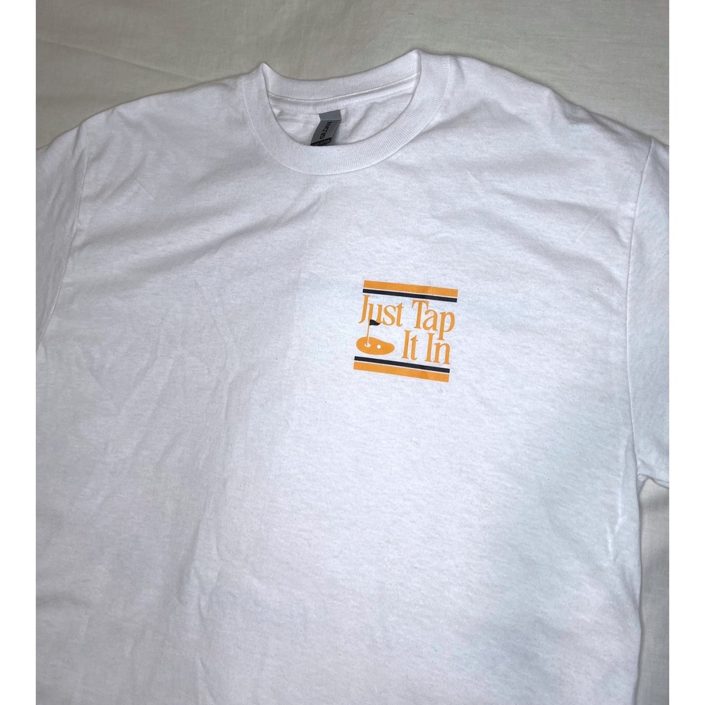 Gildan White Just Tap It In Happy Gilmore Golf Graphic T-Shirt Mens Medium